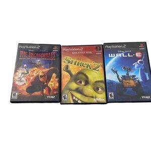 PlayStation 2 Disney Pixar Game Bundle Shreck 2 -WALLE -The Incredibles